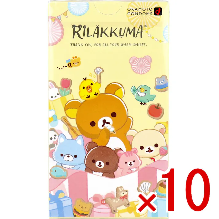 【10点まとめ買い】リラックマ コンドーム たっぷりゼリー 10個入 × 10点 どの柄が出るかはお楽しみ♪ 柄は全20種類! 【送料込み】