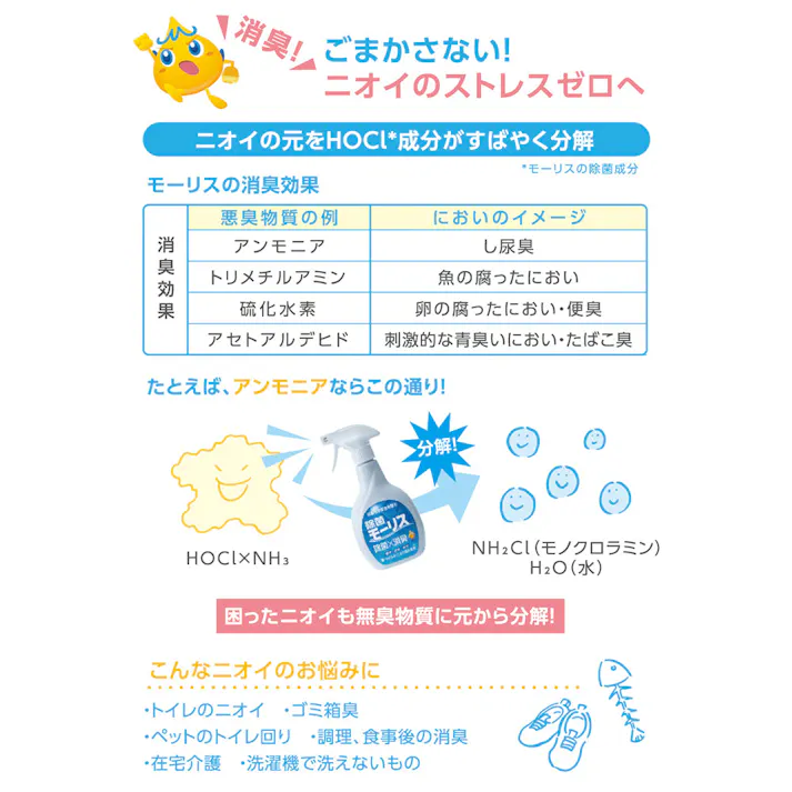 【3点まとめ買い】除菌モーリス 弱酸性次亜塩素酸水 400mL × 3点 ウィルス・菌・ニオイ 強力パワーで除菌消臭! 使いやすいスプレータイプ! 【送料込み】