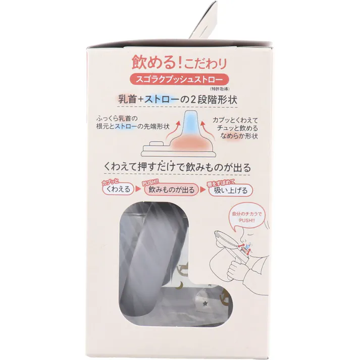【2点まとめ買い】ラクマグ はじめてストロー 240 Q もくば(GL) 240mL × 2点 自分のチカラでストローデビュー! 飲める!スゴラクプッシュストロー。 【送料込み】