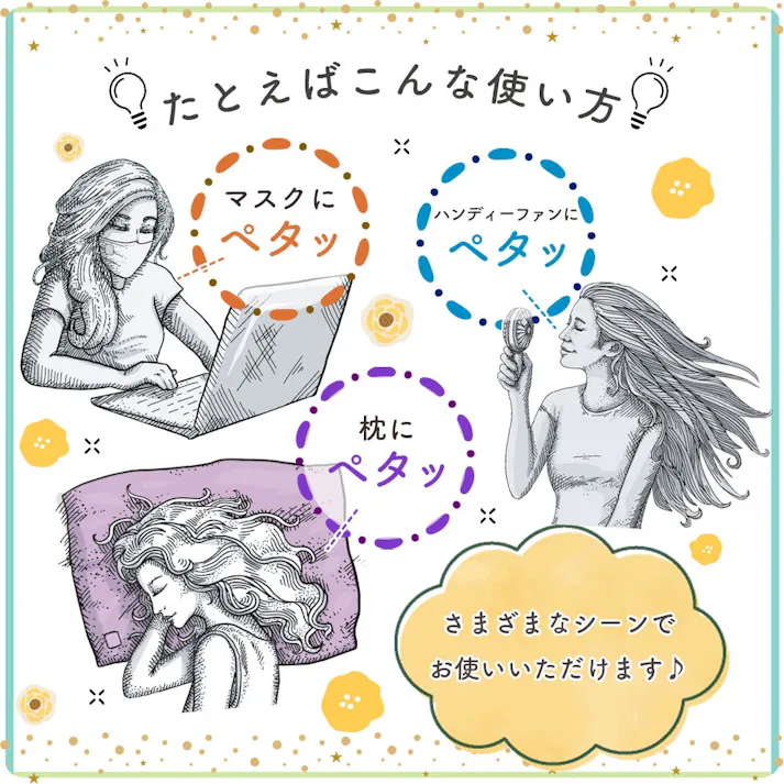 【6点まとめ買い】マスクに貼るアロマ 香るアロマシール ペパーミント 12枚入 × 6点 スッキリする香り。 100%天然アロマオイルを浸透させたマスク用シール。 【送料込み】