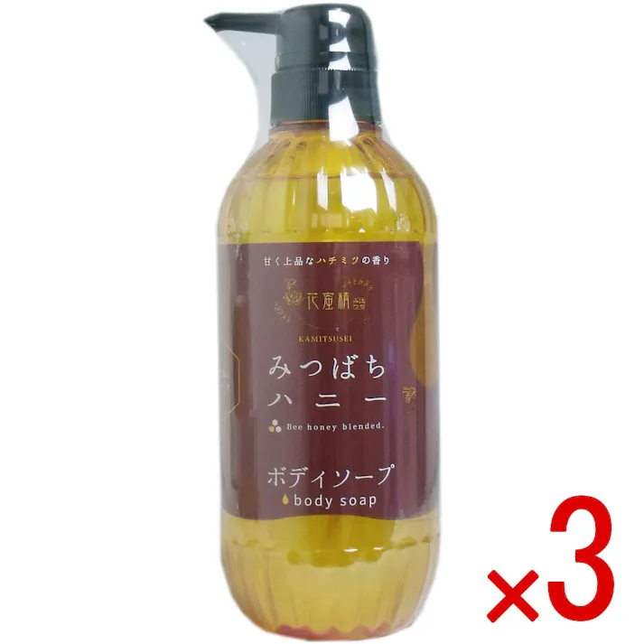 【3点まとめ買い】花蜜精 みつばちハニー ボディソープ 500mL × 3点 お肌にしっとりの洗いごこち♪ 透明感のある大人肌へ。花蜜精の肌においしいハニースキンケア。 【送料込み】