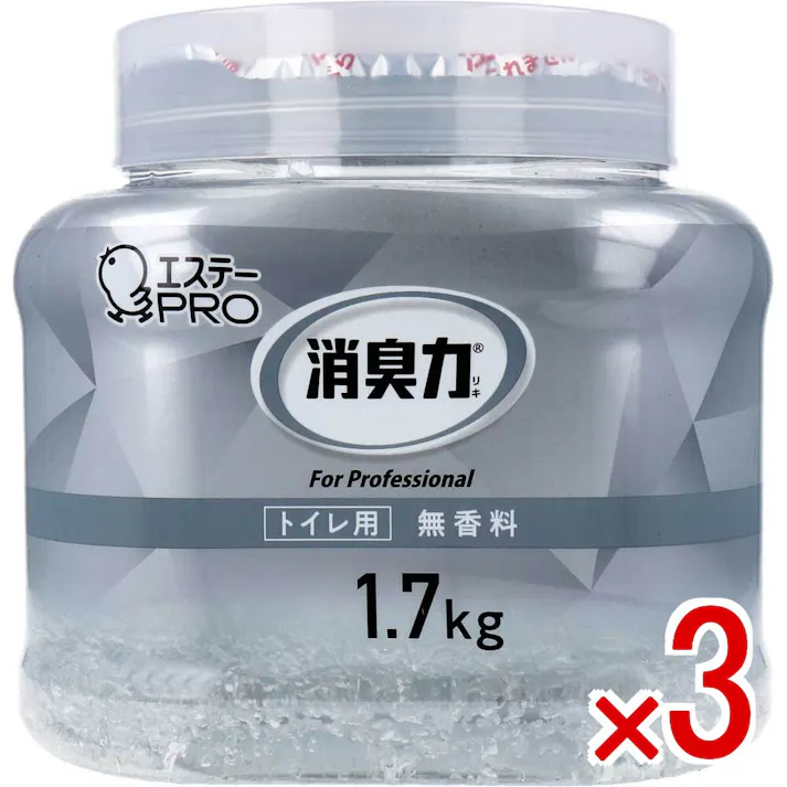 【3点まとめ買い】消臭力 業務用 クラッシュゲルタイプ トイレ用 本体 無香料 1.7kg × 3点 トイレ特有の悪臭に効果の高い消臭成分配合です。 細かいクラッシュゲルが、悪臭をすばやくキャッチ。気になるニオイを強力に消臭する業務用消臭剤です。 【送料込み】