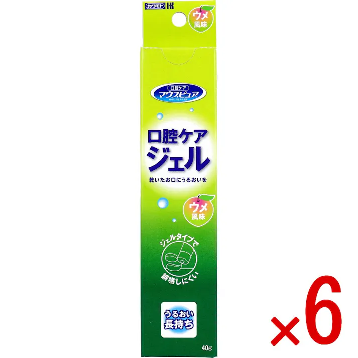 【6点まとめ買い】マウスピュア 口腔ケアジェル ウメ風味 40g入 × 6点 乾いたお口にうるおいを。 ジェルタイプで誤嚥しにくい。 【送料込み】