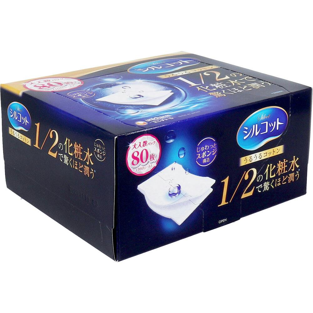 6点まとめ買い】シルコット うるうるコットン 80枚入 × 6点 1／2の化粧
