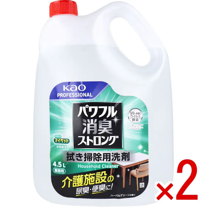 【2点まとめ買い】花王業務用 パワフル消臭ストロング 拭き掃除用洗剤 4.5L × 2点 4.5L業務用 介護施設の尿臭・便臭に! 【送料込み】