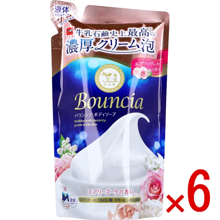 【6点まとめ買い】バウンシア ボディソープ エアリーブーケの香り 詰替用 360mL × 6点 洗い上がりはしっとりなめらか。心やすらぐひとときに。 液体で出るタイプ。 【送料込み】