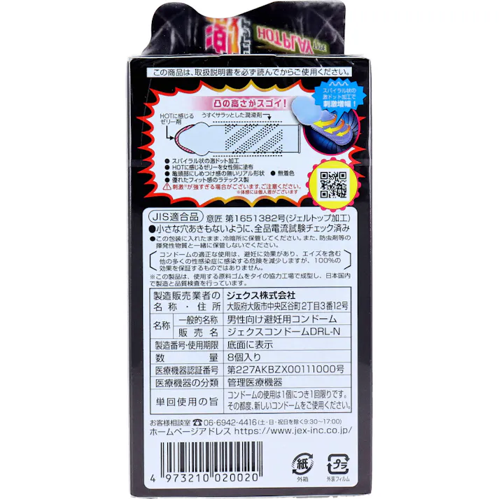【2点まとめ買い】激ドット ホットプレイタイプ コンドーム 8個入 × 2点 うずまく快感トルネード!! HOTゼリー付き♪もっと熱く!灼熱の快感で攻めろ! 【送料込み】