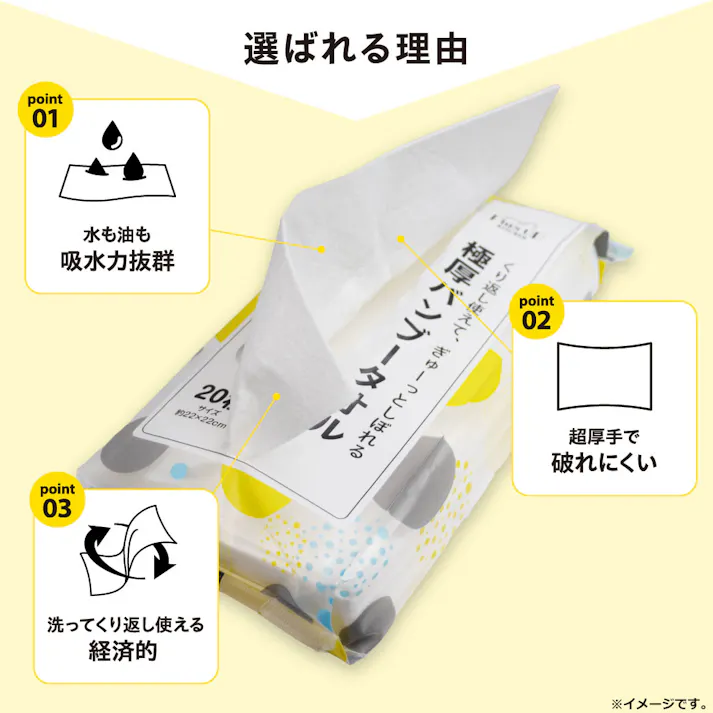 【3点まとめ買い】Plus UP KITCHEN 極厚バンブータオル 約22×22cm 20枚入 × 3点 くり返して使えて、ぎゅーっとしぼれる。 超吸水&超厚手だから使い方いろいろ。 【送料込み】