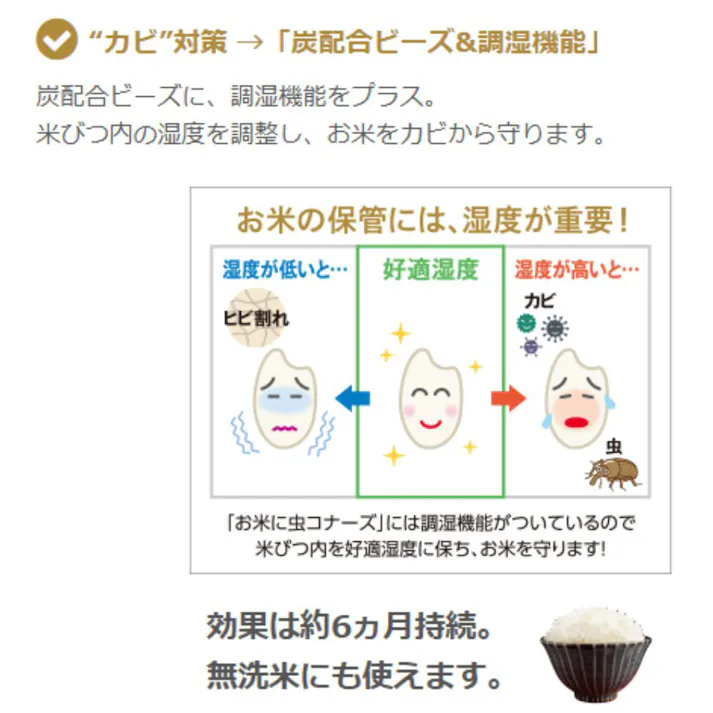 【6点まとめ買い】お米に虫コナーズ 米びつ用防虫剤 無臭性 1個入 × 6点 お米の劣化要因「虫・ニオイうつり・カビ」対策。 お米をおいしく保存するために。米びつのフタの裏に貼るだけ。 【送料込み】