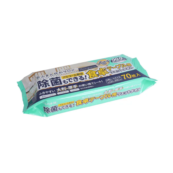 【3点まとめ買い】除菌もできる! 食卓テーブル用ウェットタオル 70枚入×18個【ケース販売】 × 3点 台ふきん代わりに。ふきやすい大判・厚手の使い捨てシート! アルコール配合なので、サッと拭き取るだけで除菌もできます。 【送料込み】