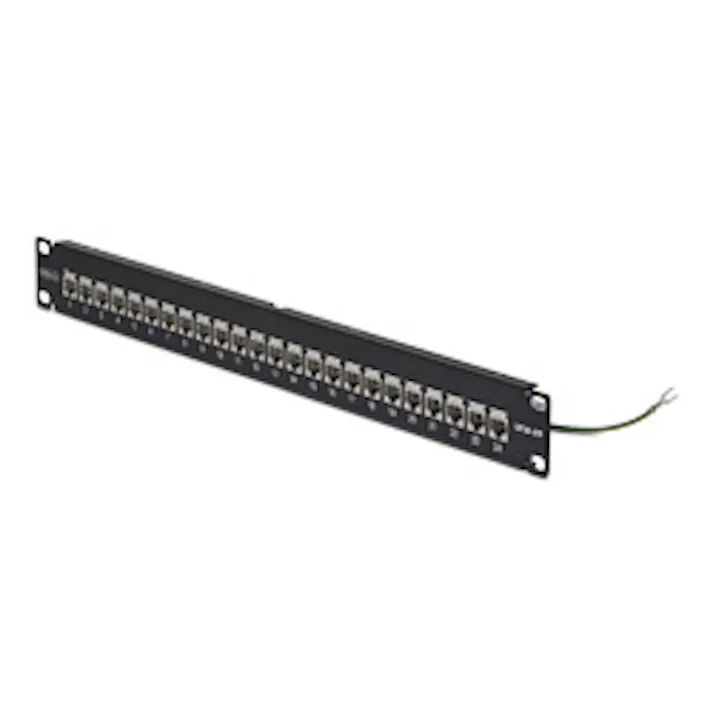 パッチパネル/1U/フィードスルー型/Cat6a 24ポート/STP RJ45