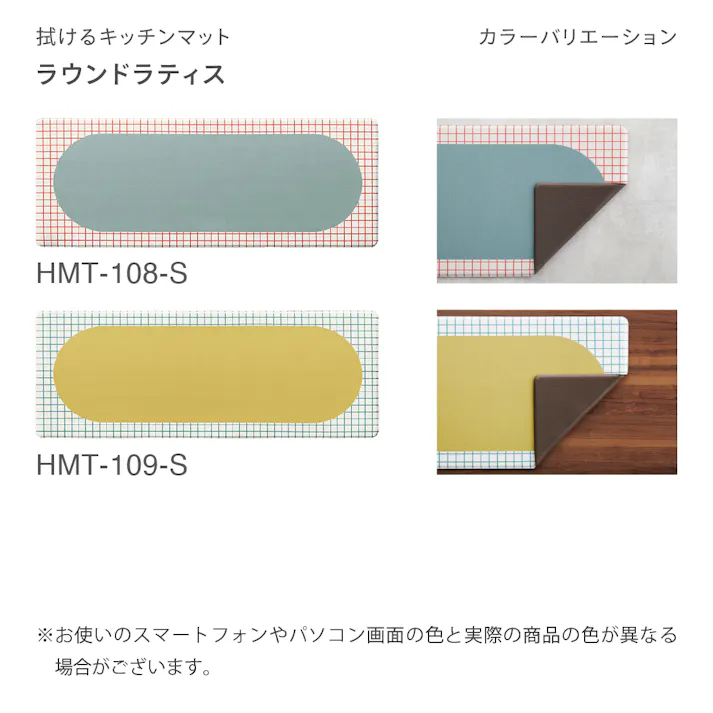 サンゲツ 拭ける キッチンマット ラウンドラティス 抗菌 120×45cm HMT-108-S レトロ ポップ 格子模様 チェック レッド グリーン