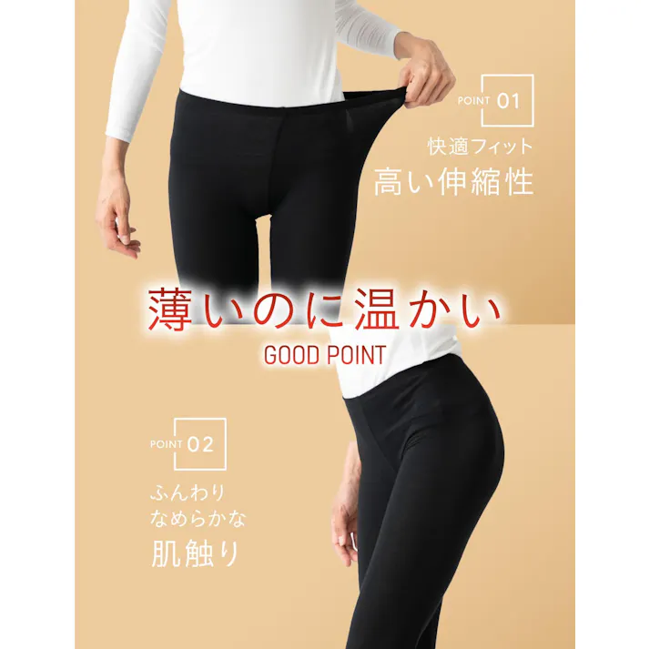 あったかタイツ レディース 2枚組 ロングタイツ 冬用 吸湿発熱 ストレッチ 保温 シルクタッチ なめらか 透けにくい 保湿 抗菌防臭 レギンス 黒 LL