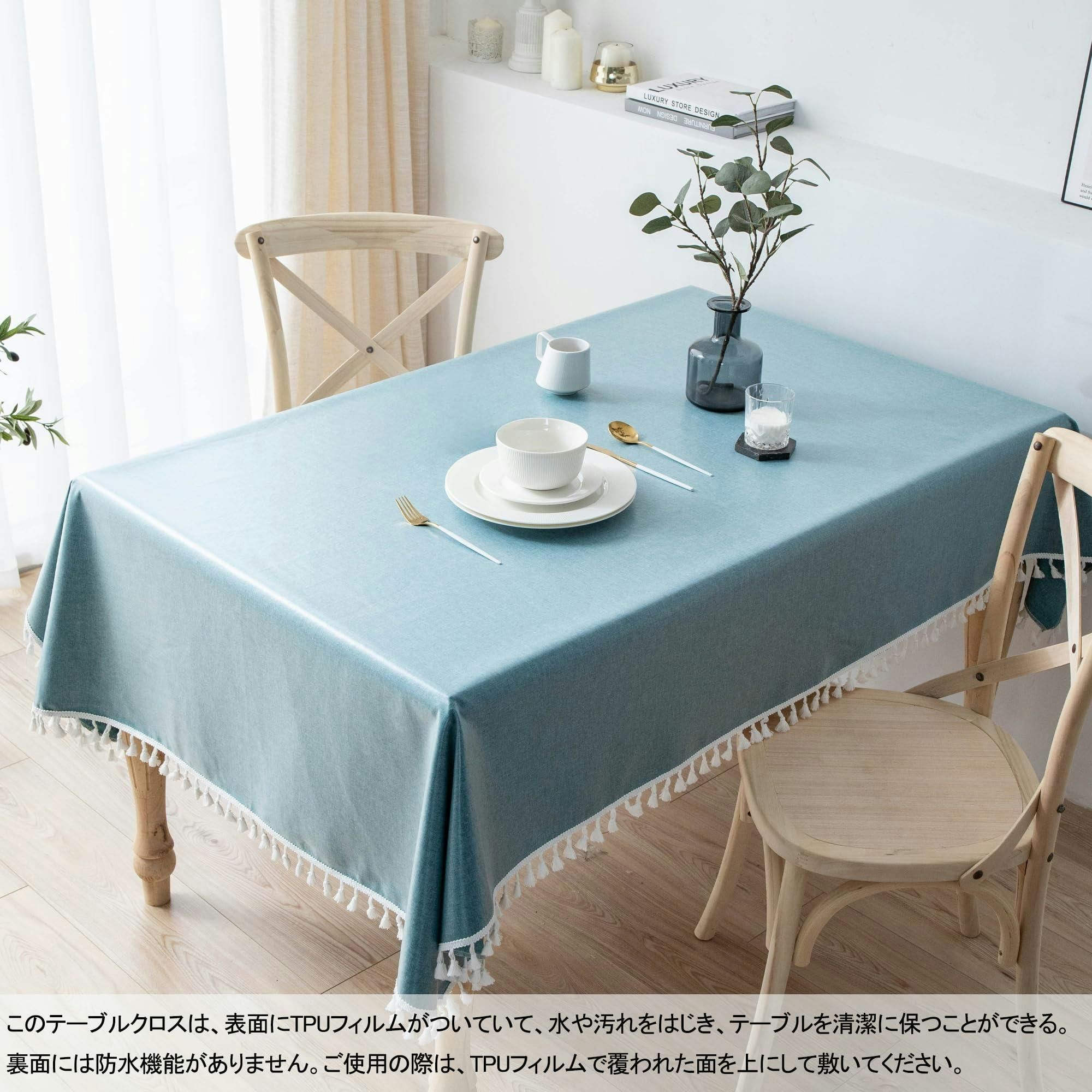 ポテチーノテーブルクロスorベッドカバー （薄いブルー四隅天使のアップリケ） ポテチーノテーブルクロスorベッドカバー （薄いブルー四隅天使の