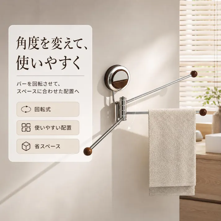 タオルハンガー 強力な吸盤付き 穴あけ不要の吸盤式ふきんホルダー キッチン用回転式水切りタオルラック 多機能ペーパータオル ス ヘラ収納ラック 取り付け簡単 壁を傷つけません