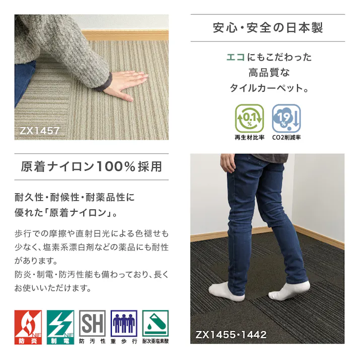 【ケース単位】サンゲツ タイルカーペット ZX 無地柄 1ケース 20枚入 50×50cm 50cm角 正方形 防炎 制電 ペット 無地 パネルカーペット ZX-1451 ZX1451 ブラウン レッド