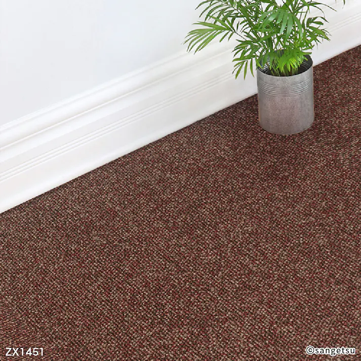 【ケース単位】サンゲツ タイルカーペット ZX 無地柄 1ケース 20枚入 50×50cm 50cm角 正方形 防炎 制電 ペット 無地 パネルカーペット ZX-1451 ZX1451 ブラウン レッド