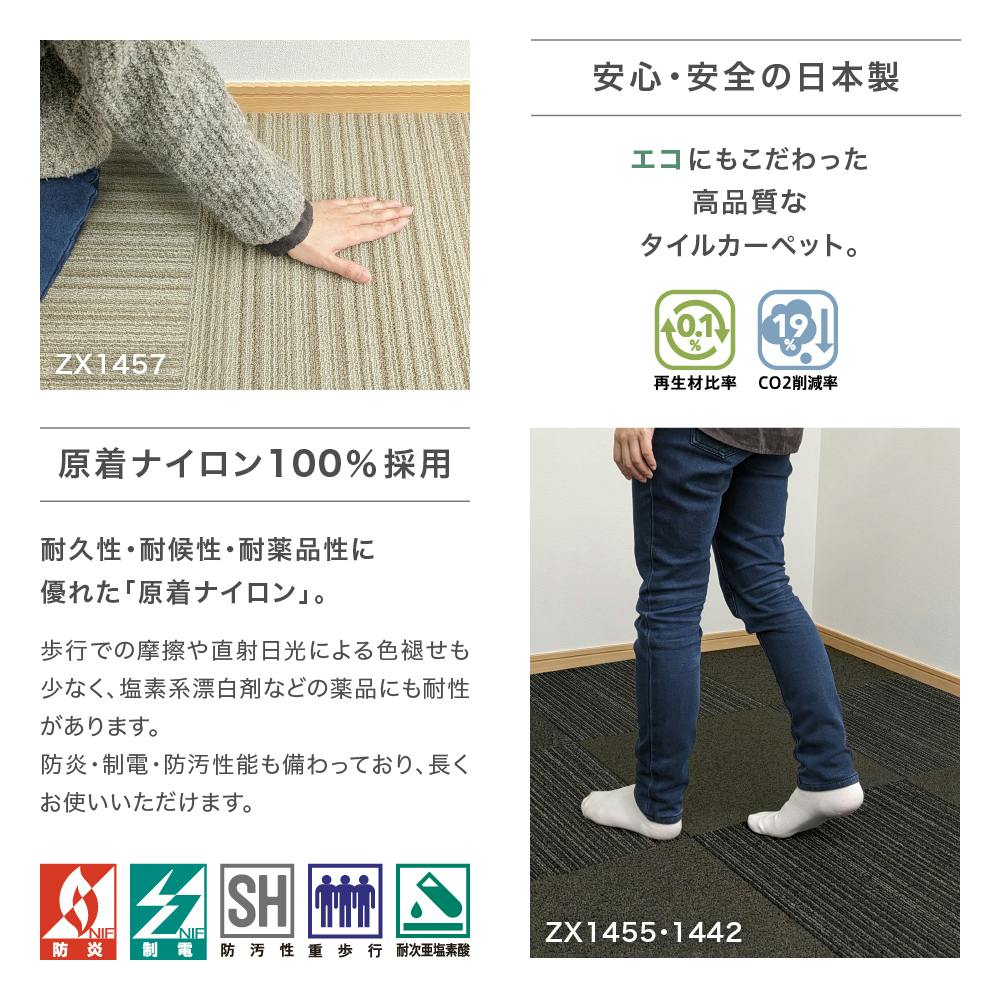 ケース単位】サンゲツ タイルカーペット ZX ライン柄 ストライプ 1