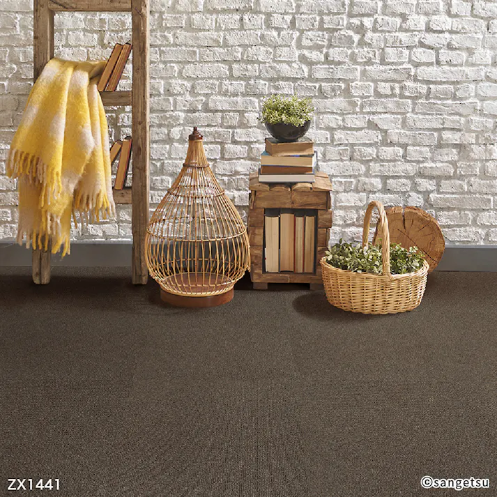 【ケース単位】サンゲツ タイルカーペット ZX 無地柄 1ケース 20枚入 50×50cm 50cm角 正方形 防炎 制電 ペット 無地 パネルカーペット ZX-1441 ZX1441 ブラウン