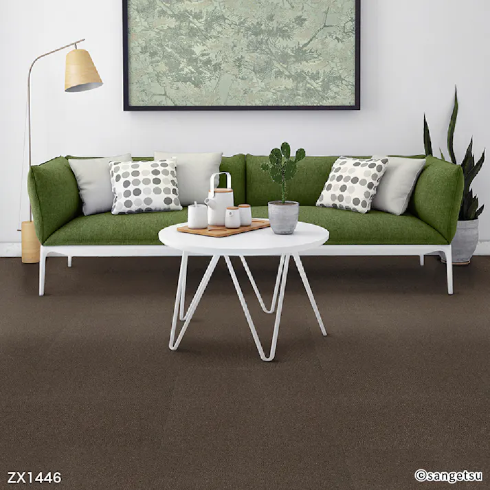 【ケース単位】サンゲツ タイルカーペット ZX 無地柄 1ケース 20枚入 50×50cm 50cm角 正方形 防炎 制電 ペット 無地 パネルカーペット ZX-1446 ZX1446 ブラウン