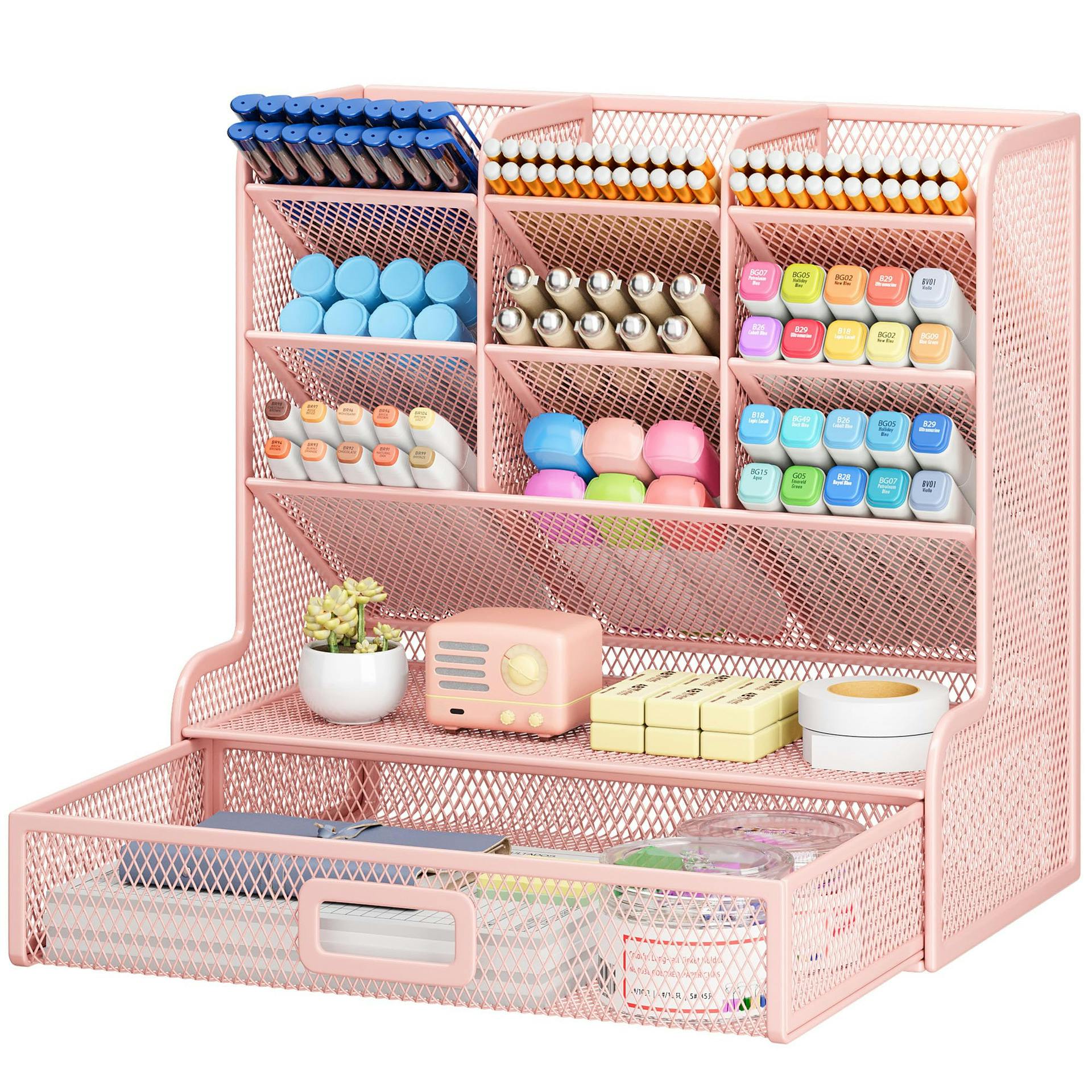机上収納ラック メッシュペンスタンド 文房具収納 マーカー収納