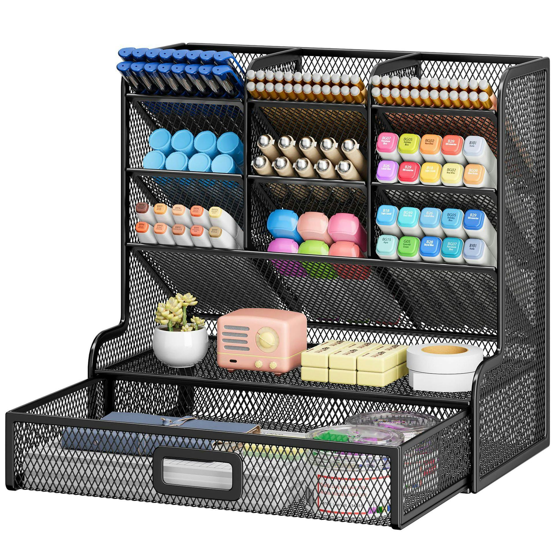 机上収納ラック メッシュペンスタンド 文房具収納 マーカー収納