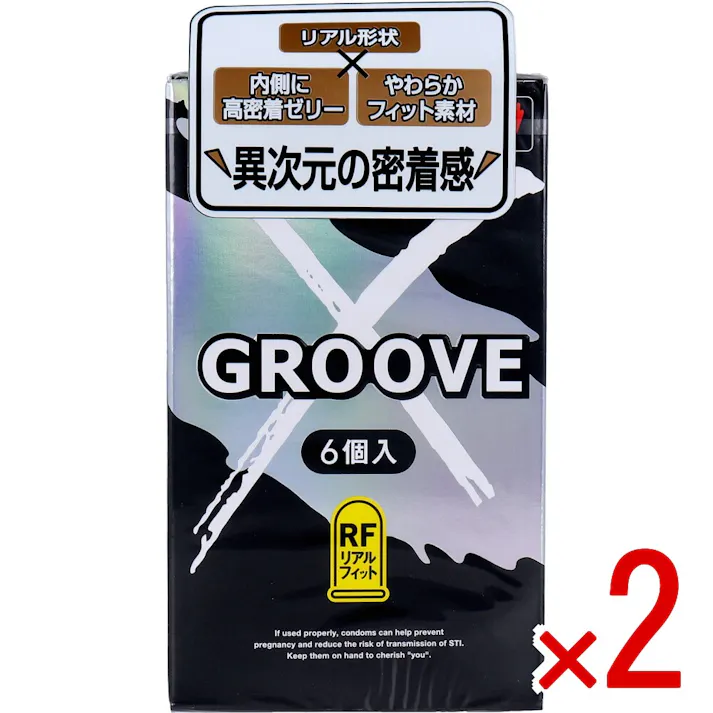 【2点まとめ買い】GROOVE X(グルーヴエックス) リアルフィット コンドーム 6個入 × 2点 リアル形状×内側に高密着ゼリー×やわらかフィット素材 【送料込み】