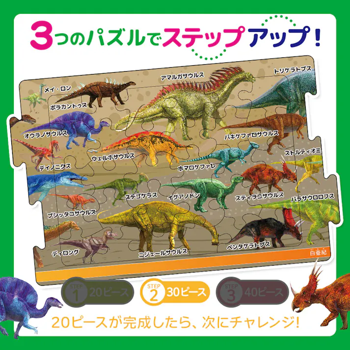 【3点まとめ買い】つなげるパズル図鑑 古生物 1セット × 3点 3つのパズルでステップアップ! 遊べる!学べる!つなげるパズル図鑑(解説書つき)。 【送料込み】