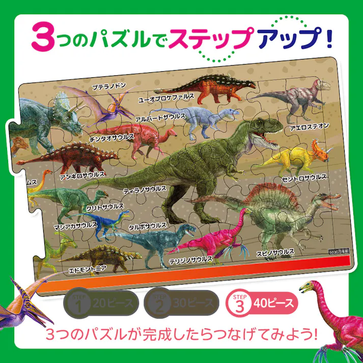 【3点まとめ買い】つなげるパズル図鑑 古生物 1セット × 3点 3つのパズルでステップアップ! 遊べる!学べる!つなげるパズル図鑑(解説書つき)。 【送料込み】