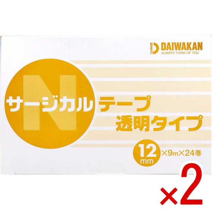 【2点まとめ買い】サージカルテープ 透明タイプ 12mm×9m×24巻入 × 2点 肌に貼っても目立たない肌の状態が見えて安心できる透明タイプ。 表面に通気孔を施しており通気性も安心。 【送料込み】