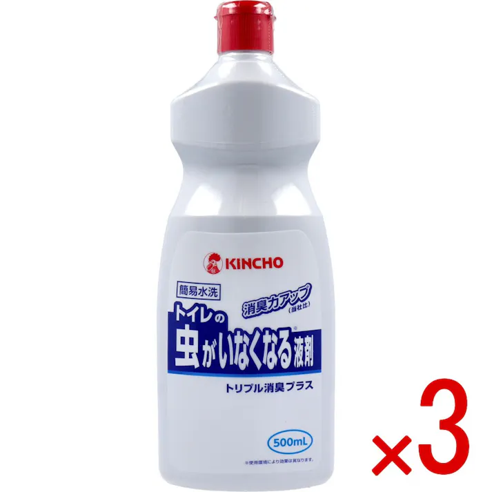 【3点まとめ買い】キンチョウ トイレの虫がいなくなる液剤 トリプル消臭プラス 500mL × 3点 虫対策とニオイ対策がこれ1本! 殺虫成分エトフェンプロックス配合。コバエ類の幼虫を駆除します。トリプル消臭成分(有機酸+抗菌剤+ハーモナイズド香料)配合。消臭効果! 【送料込み】