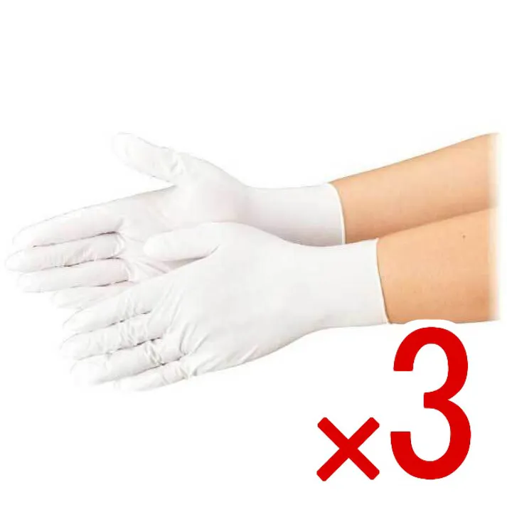 【3点まとめ買い】【業務用】No.554 ニトリルトライ3 ホワイト パウダーフリー ニトリルゴム製 使い捨て手袋 Lサイズ 100枚入 × 3点 食品衛生規格合格品!極薄タイプの伸びの良さと高い強度を兼ね備えた手袋です。 【送料込み】