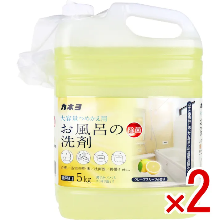 【2点まとめ買い】【業務用】おふろの洗剤 グレープフルーツの香り 5kg × 2点 大容量つめかえ用 【送料込み】