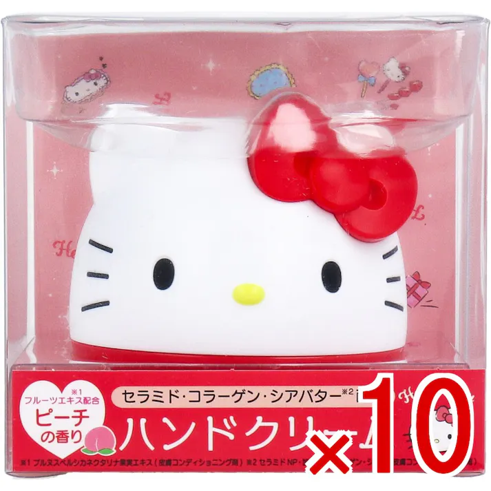 【10点まとめ買い】サンリオキャラクターズ ハンドモイスチャークリーム ハローキティ ピーチの香り 35g × 10点 セラミド・コラーゲン・シアバター配合 サンリオの人気キャラクター「ハローキティ」とのコラボハンドクリーム! 【送料込み】