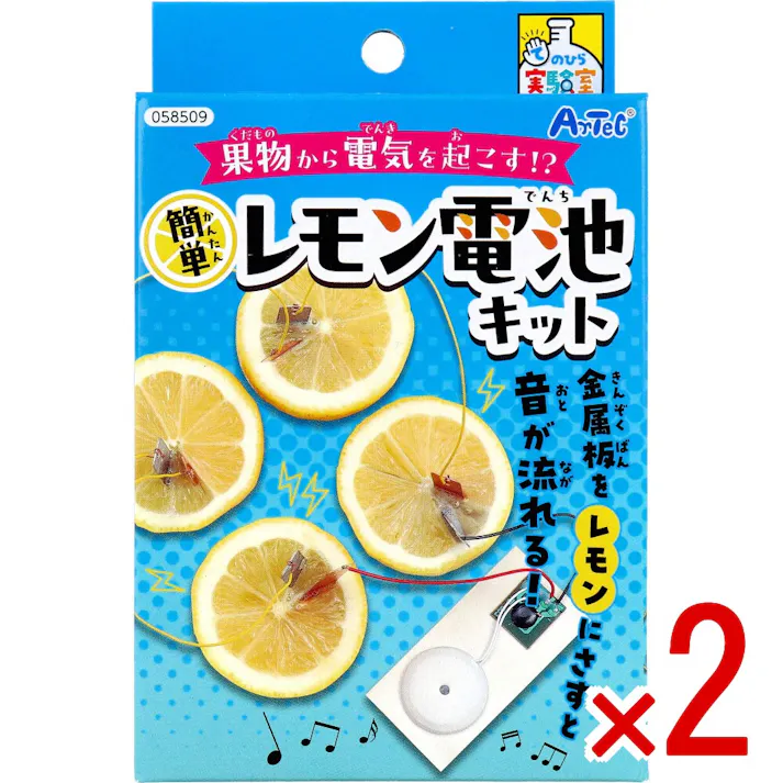 【2点まとめ買い】てのひら実験室 簡単 レモン電池キット 1セット × 2点 果物から電気を起こす!? 金属板をレモンにさすと音が流れる! 【送料込み】