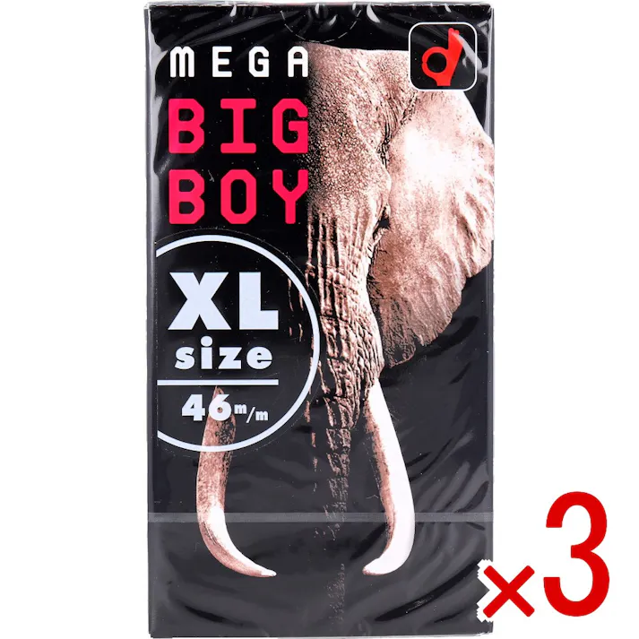 【3点まとめ買い】オカモト メガビッグボーイ XLサイズ コンドーム 12個入 × 3点 最大径が46mm 大型タイプ Lサイズ商品の約1.2倍 直径46mm。 【送料込み】