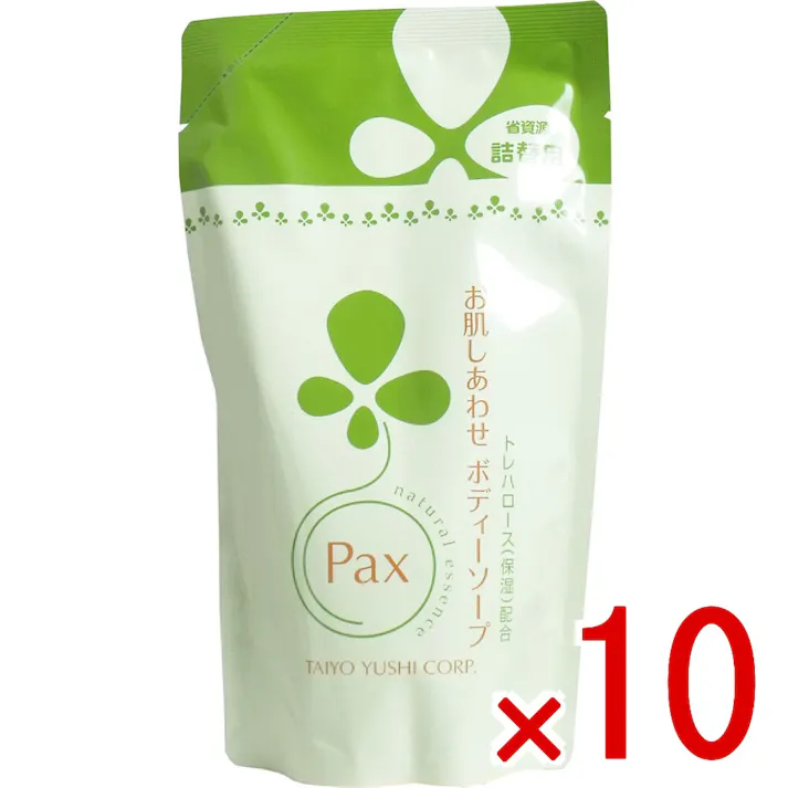【10点まとめ買い】パックス お肌しあわせ ボディーソープ 詰替用 350mL × 10点 植物油脂を原料とした、さっぱりした洗い上がりの石けんボディーソープです。 泡状で出てくる便利なポンプタイプの詰替用です。キメ細かい泡でしっかりと洗えます。 【送料込み】