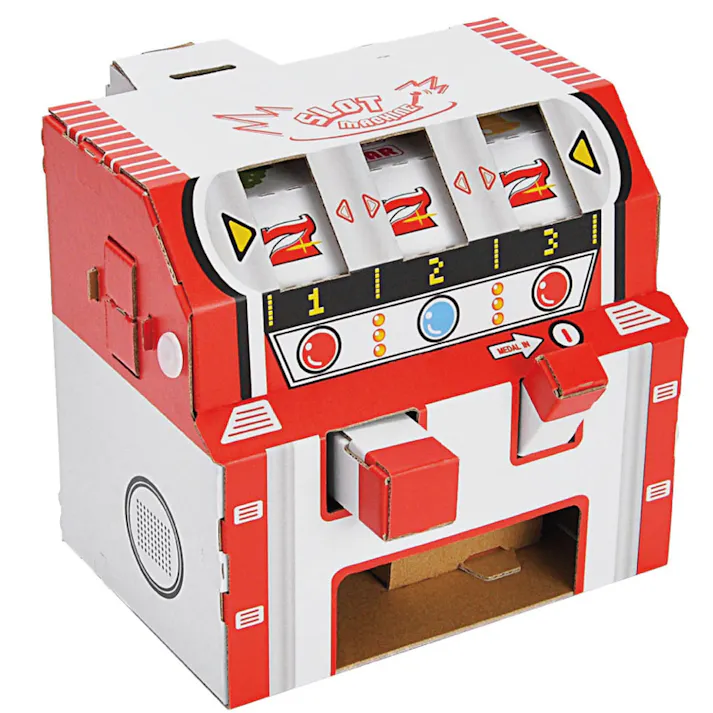 【2点まとめ買い】hacomo WOW ダンボールで遊ぼう! スロットマシーン ダンボール工作キット × 2点 作ってワォ、遊んでワォ、驚きの楽しさ!作ったあとも楽しいWOWシリーズです。 のりもハサミも不要!工具のいらないダンボール素材から出来た工作キット。 【送料込み】