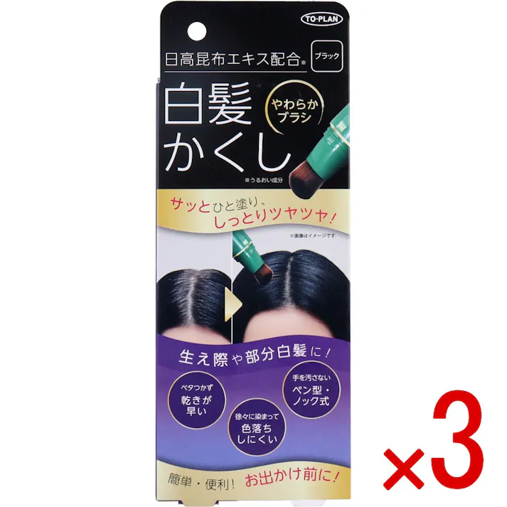 【3点まとめ買い】トプラン 日高白髪かくし ブラック 20g × 3点 サッとひと塗り、しっとりツヤツヤ! 生え際や部分白髪に直接塗ってカバーする筆タイプの染毛料。 【送料込み】