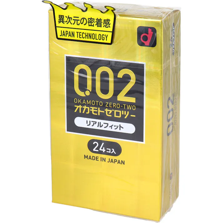 【3点まとめ買い】オカモトゼロツー リアルフイット 0.02 コンドーム 24個入 × 3点 超フィット!均一なうすさ0.02ミリ台 【送料込み】