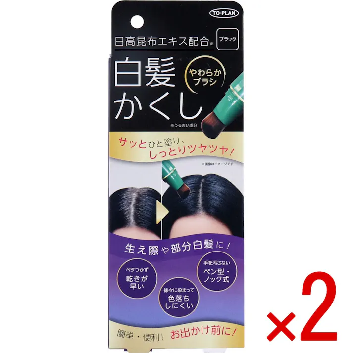 【2点まとめ買い】トプラン 日高白髪かくし ブラック 20g × 2点 サッとひと塗り、しっとりツヤツヤ! 生え際や部分白髪に直接塗ってカバーする筆タイプの染毛料。 【送料込み】