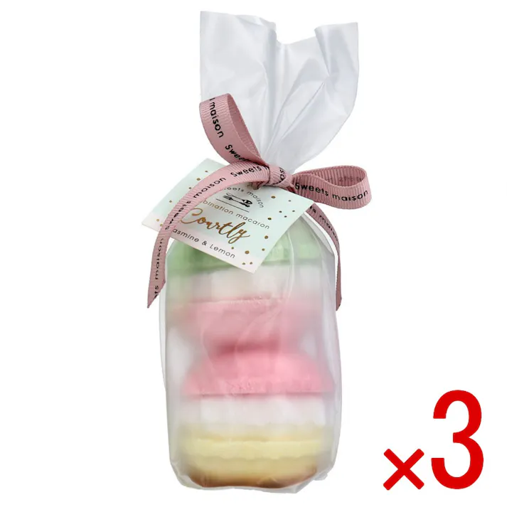 【3点まとめ買い】スウィーツメゾン コンビネーションマカロンフィズ 2pcs コートゥリー ジャスミン&レモンの香り 2回分 × 3点 まるで本物のマカロンのような、2色のコンビネーションカラーが可愛い入浴料 可愛らしいカラーリングとスウィートな香り♪ 【送料込み】