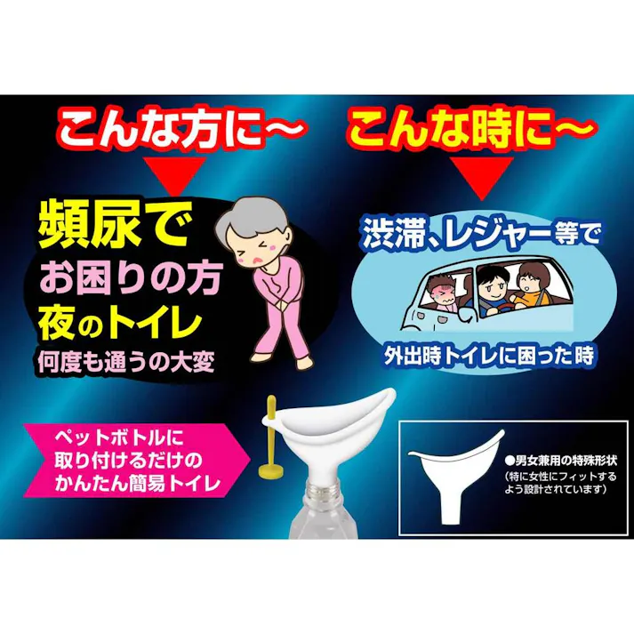 【3点まとめ買い】スマートイレ 男女兼用 × 3点 ペットボトルが携帯トイレに! ペットボトルに差し込むだけ! 【送料込み】