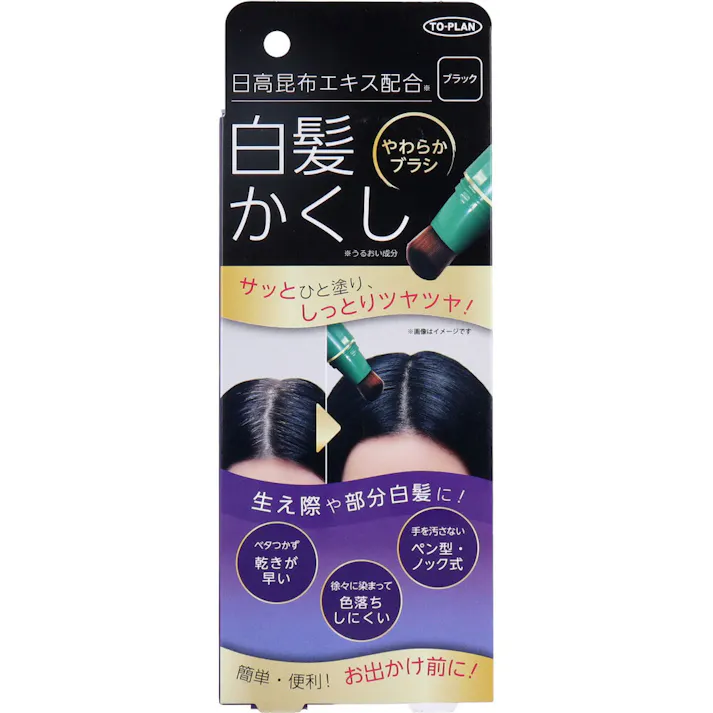トプラン 日高白髪かくし ブラック 20g × 1点 サッとひと塗り、しっとりツヤツヤ! 生え際や部分白髪に直接塗ってカバーする筆タイプの染毛料。 【送料込み】