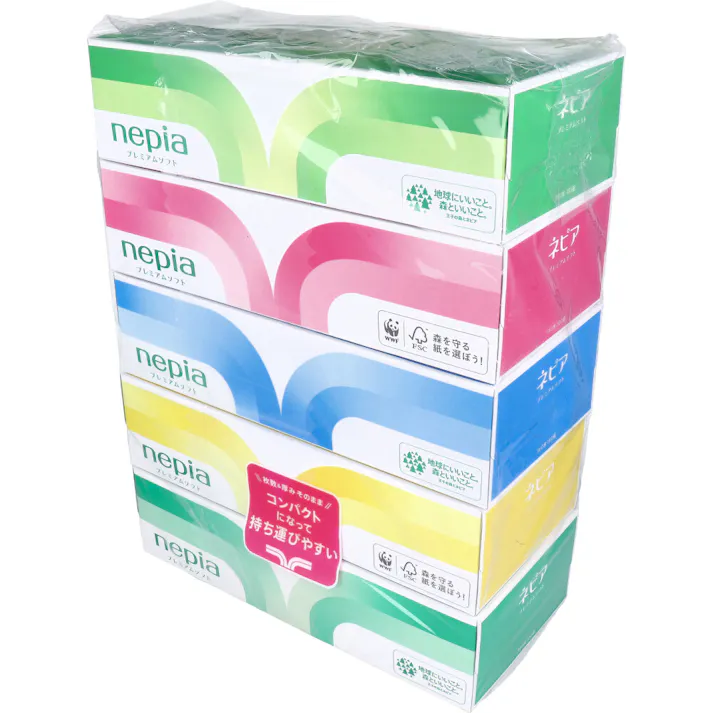 【2点まとめ買い】ネピア プレミアムソフト ティシュ 360枚(180組)×5個パック × 2点 枚数&厚みそのまま。 コンパクトになって持ち運びやすい。 【送料込み】