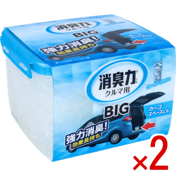 【2点まとめ買い】クルマの消臭力 BIG ウォータリースカッシュ 大容量900g × 2点 強力消臭!効果長持ち! 天然植物抽出エキス配合で、エアコン臭、タバコ臭、汗臭など車内の気になるニオイをしっかり消臭。 【送料込み】