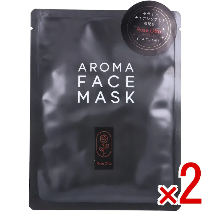 【2点まとめ買い】AROMA FACE MASK(アロマフェイスマスク) ローズオットー 1枚入 × 2点 天然精油の香りに包まれながらスキンケア お肌のキメを整え、ハリのある素肌へ 【送料込み】