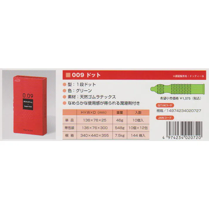 【2点まとめ買い】サガミ 009ドット コンドーム 10個入 × 2点 ぶ厚い0.09ミリ+つぶの刺激 【送料込み】
