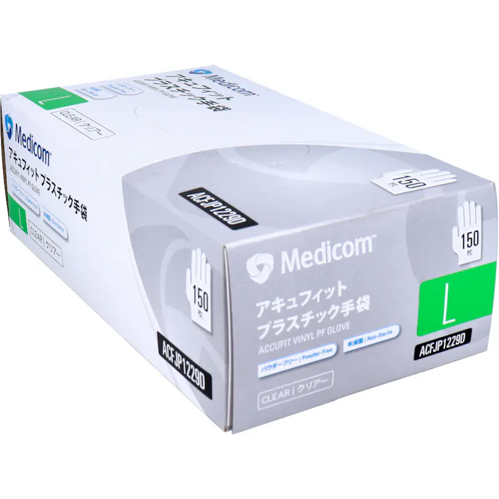 【2点まとめ買い】【業務用】アキュフィット プラスチック手袋 パウダーフリー クリアー L 150枚入 × 2点 フィット性に優れたプラスチック手袋。 【送料込み】