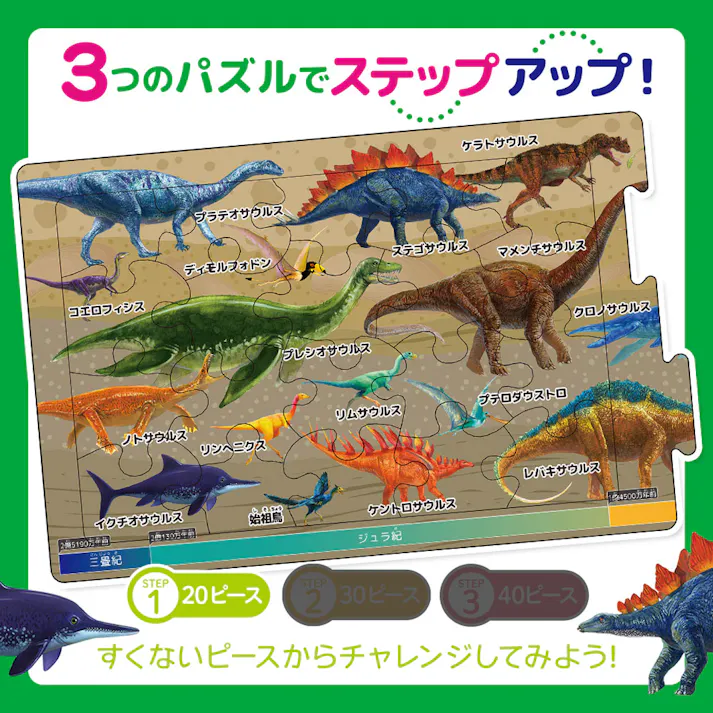 【10点まとめ買い】つなげるパズル図鑑 古生物 1セット × 10点 3つのパズルでステップアップ! 遊べる!学べる!つなげるパズル図鑑(解説書つき)。 【送料込み】